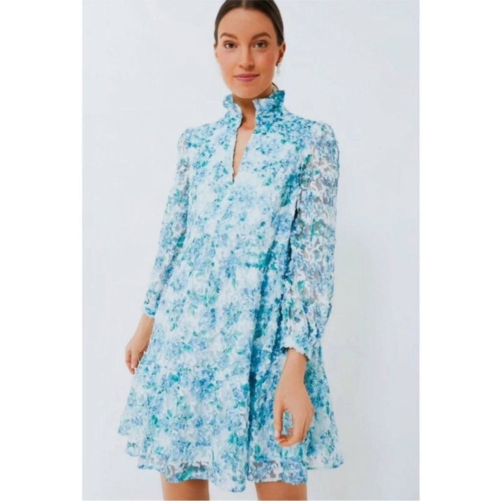Tuckernuck Organza Palmerston Dress Water's Edge Hydrangea XL Feminine Whimsical